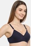 Floret Padded Non-Wired Full Coverage T-Shirt Bra - Navy Blue — thumbnail 4